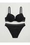 Women's Bamboo Bra Panty Set Supported Underwire Bikini Panty Black Ecru 95% Bamboo Underwear Set - 5