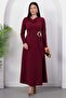 Degaje Collar Waist Buckle Long Sleeve Dress Grs4174