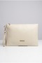 Women's Light Beige Portfolio Bag Large Size Handbag with Wrist Strap Stylish Daily Evening Dress Bag - 5