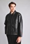 Regular Fit Polo Collar Faux Leather Coat with Snap Pockets H2826Ax26Au - 2