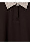 Brown Shirt Collar Women's Sweatshirt Tunic - 3