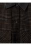 Brown Leather Collared Plaid Women's Cashmere Jacket - 3