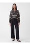Women's Knitwear Sweater with Turn-Down Roba Collar and Stripes from Uzg Store for Style Enthusiasts - 3