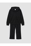 Black Hooded Girls' Soft Touch Tracksuit Set - 3