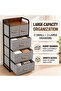 5 Drawer Fabric Dresser, Tall Storage Organizer with 2 Small and 3 Large Drawers, Steel Frame and Wood-Look Top for Bedroom, Closet or Entryway, Gray, 43 × 29 × 102.5 cm - 4