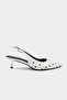 Adriana Polka Dot Bow Detailed Women's Heeled Shoes - White
