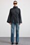 Degaje Yaka Oversize Checkered Blouse Anthracite 9839 - 3