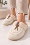 Women's Plush Detailed Suede House Slippers Embroidered Tassel Detailed Gift Dowry House Slippers Stc1360