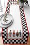 Nutcracker Soldier Figured Checkered Framed Classic Design Digital Printed Decorative Table Runner 40X1