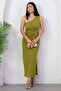 One-Shoulder, Buckle-Waist, Slit Crepe Dress Grs4151 - 5