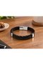 Bravellis Nightgroove Black Leather Men's Bracelet - Fluted Stripe and Black Weave - 3
