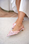 Matilda Polka Dot Buckle Detailed Women's Heeled Shoes - Pink - 4