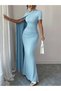 Rochie maxi, albastră - L - 4