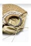 Hand Knitted Straw Rope Large Size Women's Seashell Portfolio Hand and Shoulder Clutch Bag - 3