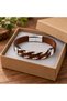 Corvessa Ivorytwist Brown Leather Men's Bracelet - Cream Braid and Double Strip - 3