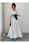Rochie maxi, albă - S - 3