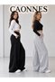 Winter Women's 2-Piece Sweatpants (Black-Grey) Oversize Comfortable Fit Wide Leg Washable Anti-Pilling - 2
