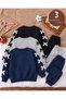 Girl's 6-Piece Crew Neck Sweatshirt with Ribbon Sleeves and Elastic Cuffs - Tracksuit Set (Black, Grey, Navy Blue) - 2