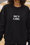 Women's Oversize Sweatshirt 90's Girl Printed Black – Crew Neck, 3 Thread Raster Fleece - 4