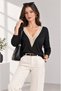 Women's Long Batwing Sleeve V-Neck Lace Detail Stylish Blouse - 8