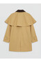 Velvet Collar Girls' Trench Coat with Cape Detail - 2
