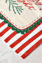 Merry and Bright Written Green Branch Motif Striped Christmas Themed Decorative Table Digital Printed Runner - 4
