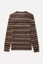 Men's Beige Striped Crew Neck Sweater - 2