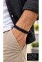 Pelvoria Porousline Black Leather Men's Bracelet - Porous Matte Beaded Model