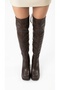 Women's Leather Look Platform Sole Thick Heeled Long Boots - 4