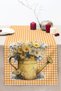Floral Watering Can and Checkered Patterned Classic Digital Printed Runner for Decorative Table Decor 40X14 - 3