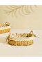 Beige Oval Basket With Fabric Cloth (Small)