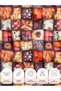 100% Cotton Satin Patchwork Fabric – 300X155 cm – Floral and Geometric Patchwork Pattern, in Burgundy Orange and Beige Tones - 7