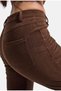 Women's Coffee Flare Fit Smooth Textured Stretchy Velvet Fabric Trousers - 4