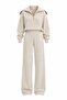 Stone Semi-Zipper Ribbed Suit - 51218