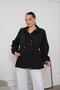 Women's Black Epaulet Detailed Waist Gathered Lightweight Jacket Pc4408 - 3