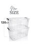 2 Pieces 120 Liter Plastic Transparent Storage Box with Wheels