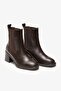 Saga Brown Leather Women's Heeled Boots - 3