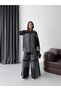 Women's Black Chokella Fabric Geometric Striped Shirt Trousers Two-Piece Set Jen26128 - 2