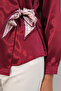 Women's Double-Breasted Satin Shirt 20386 - Burgundy - 4