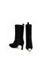 Genuine Suede Leather Women's Boots 346 Black Suede (Black Suede) - 6
