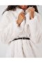 Women's Belted Oversize Fur Coat 9156 - White - 4