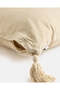 Beige Checkered Embroidered Cushion - 5