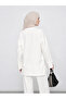 Women's White Slit Modal Fabric Crew Neck Oversize Hijab Tunic Sweatshirt - 5