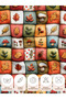 100% Cotton Satin Patchwork Fabric – 300X155 cm – Autumn Leaves and Mushroom Motifs, in Orange Green and Red Tones - 7
