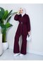 Women's Plum Waist Belted Pleated Oysho Suit Asf414