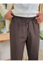 Havuç Cut Waist Drawstring Pants Brown 2810 - 2