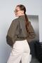 Women's Khaki Shawl Collar Belted Buckle Crop Jacket Pc786 - 8