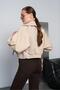 Women's Beige Shawl Collar Belted Buckle Crop Jacket Pc786 - 8