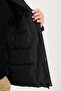 Men's Black Standard Fit Regular Cut Stand Collar Zippered Fleto Pocket Coat - 7