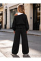 Girl's One-Shoulder Detailed Sweatshirt and Wide-Leg Sweatpants 2-Piece Set - 2